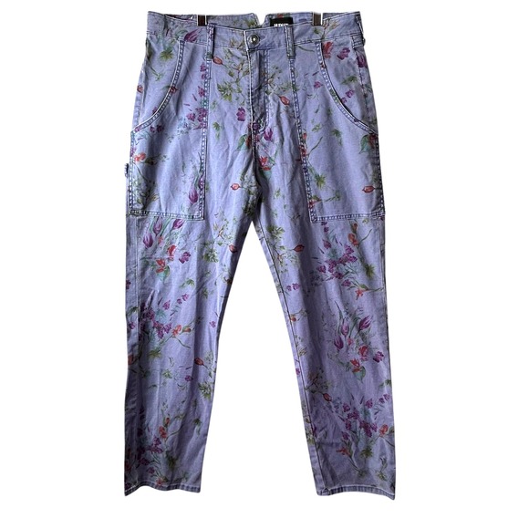 Hudson Pants - Hudson Women's Purple Floral Carpenter Ankle Jeans Size 29 Cropped Flower Denim